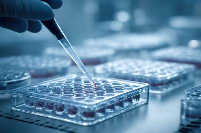 Szene im Labor, Pipette und Proben