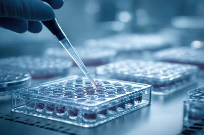 Szene im Labor, Pipette und Proben