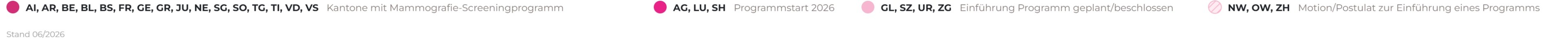 Legende der Karte der Krebsfrüherkennungsprogramme in den Kantonen