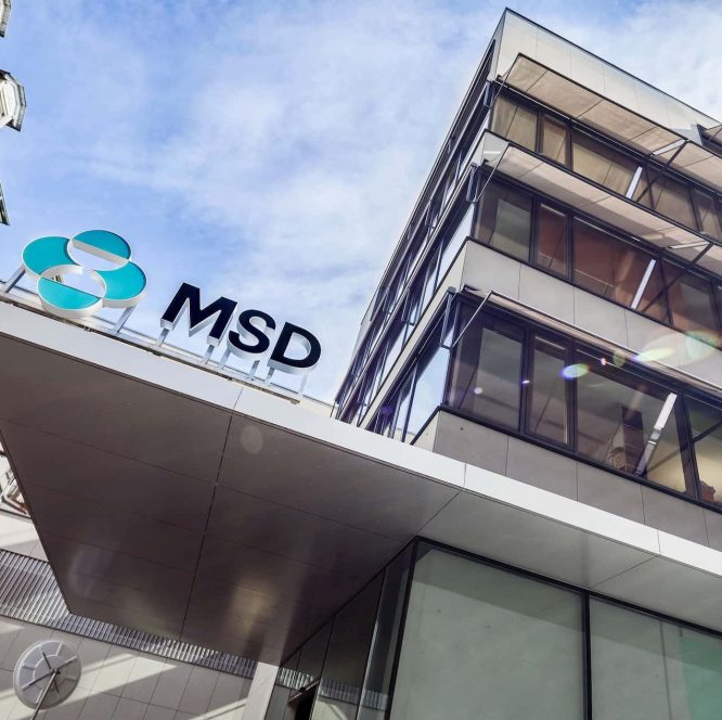 Berlin Germany July 2018 Closeup Detail Msd Office Merck Sharp