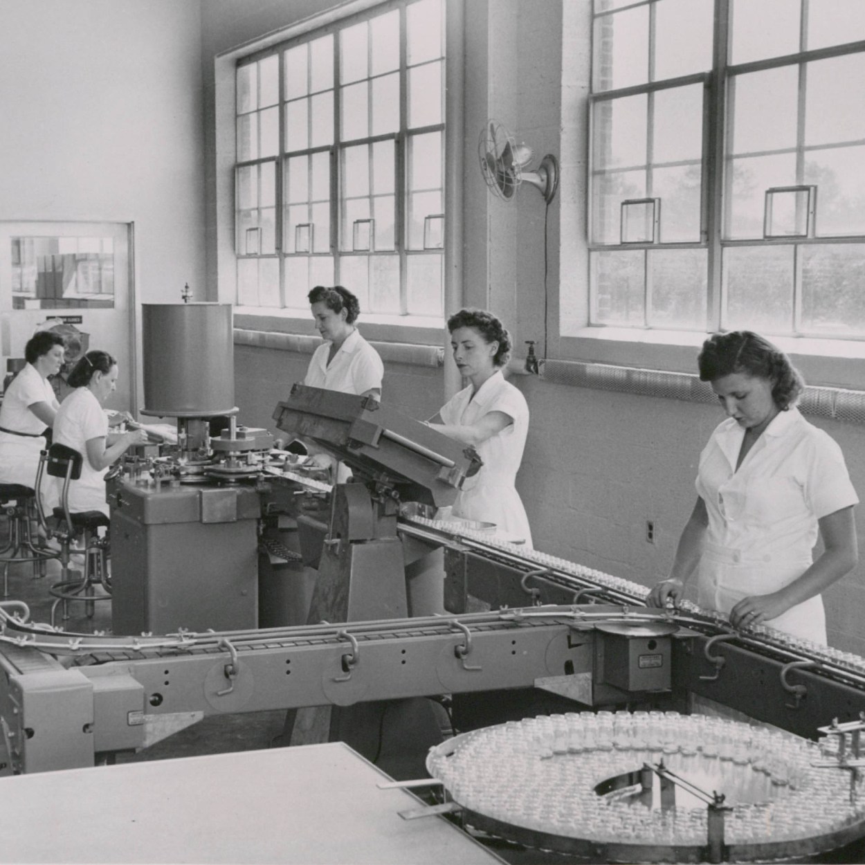 Photo: Employees packing cortisone in 1952