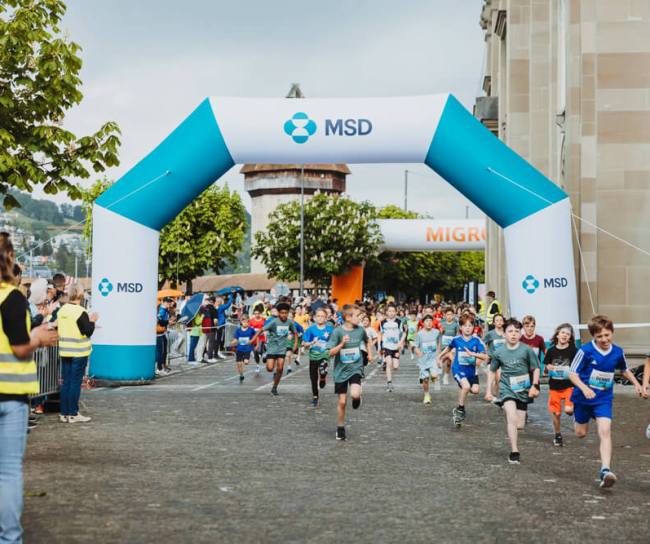 Children at the Luzerner Stadtlauf 2025 with MSD sponsorship