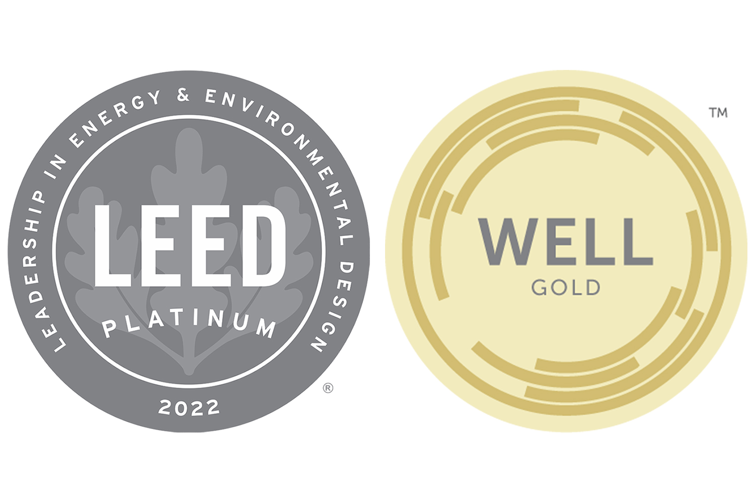 Image : logos LEED Platine et WELL Or