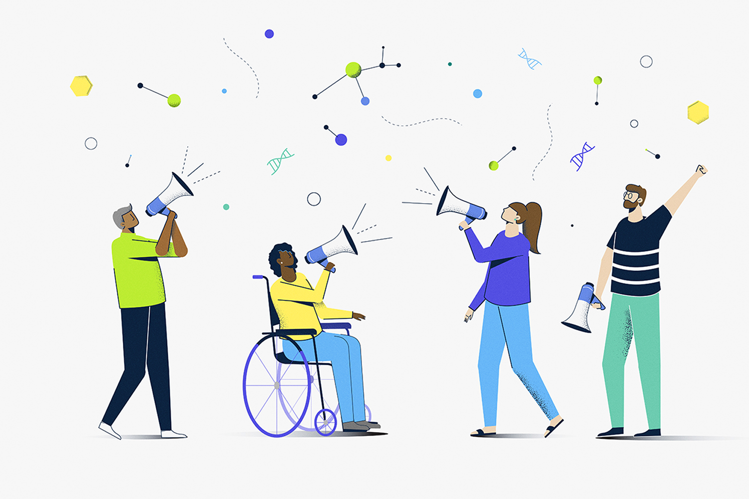 Photo : un groupe de personnes tenant des mégaphones